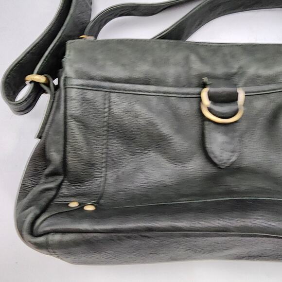 Great American Leather Works Green Leather Handbag Crossbody Shoulder Bag Grunge - Picture 3 of 12